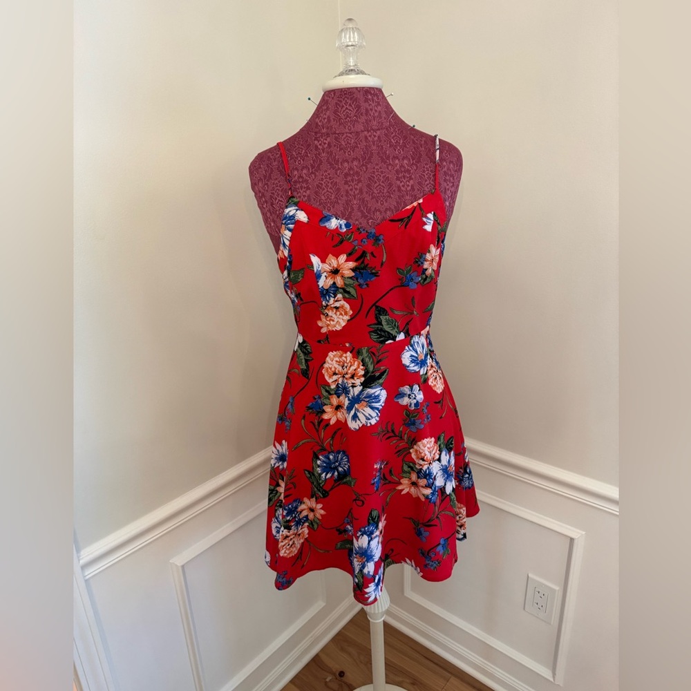 Entro Red Floral A-line Dress